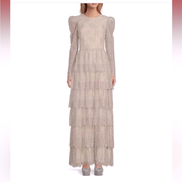 NWT Antonio Melani x Born
on Fifth Clara Metallic Lace
Tiered Ruffle Maxi Dress - Picture 9 of 16